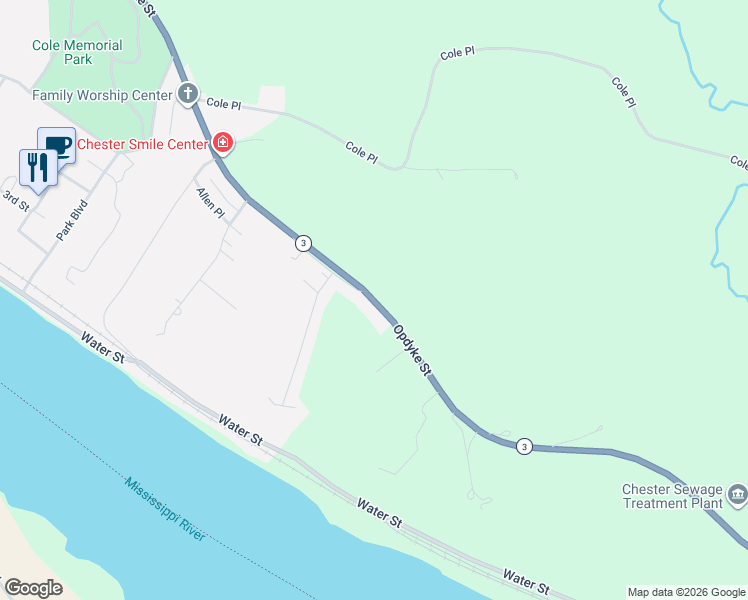 map of restaurants, bars, coffee shops, grocery stores, and more near 1477 Opdyke St in Chester