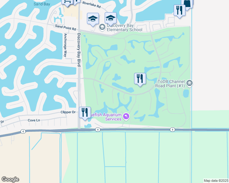 map of restaurants, bars, coffee shops, grocery stores, and more near 2211 Colonial Court in Discovery Bay