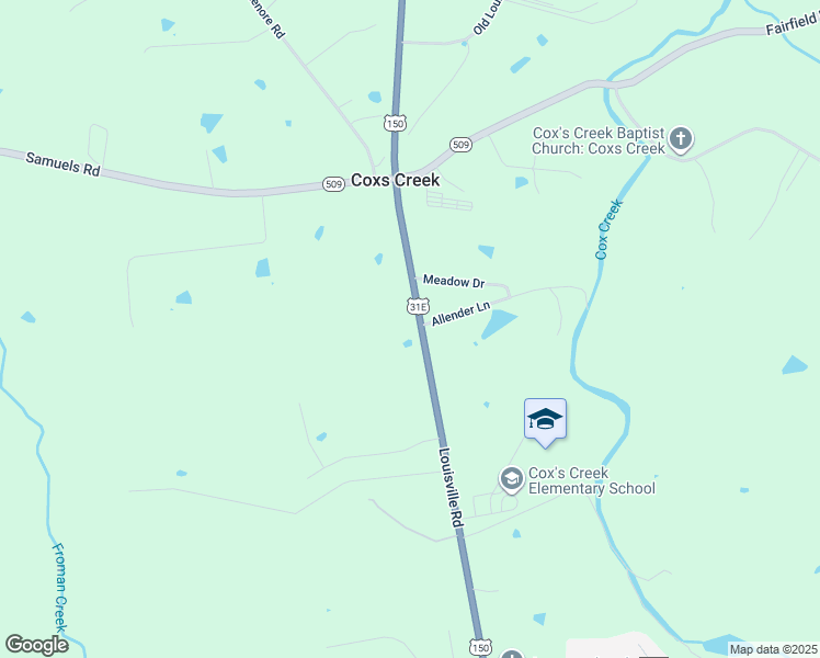 map of restaurants, bars, coffee shops, grocery stores, and more near 6100-6198 Louisville Rd in Coxs Creek