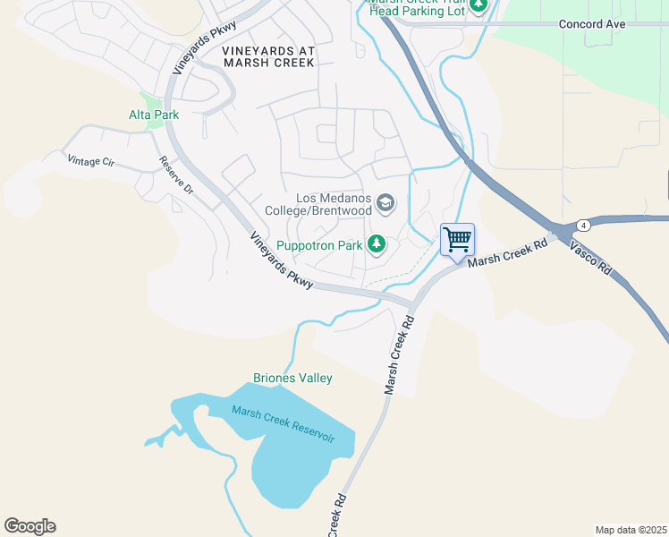 map of restaurants, bars, coffee shops, grocery stores, and more near 1529 Spumante Lane in Brentwood