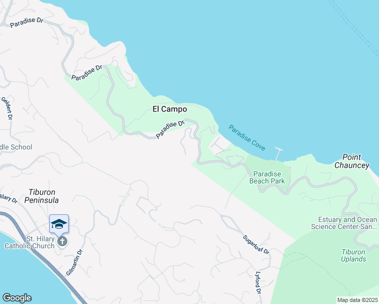 map of restaurants, bars, coffee shops, grocery stores, and more near 63 Norman Way in Tiburon