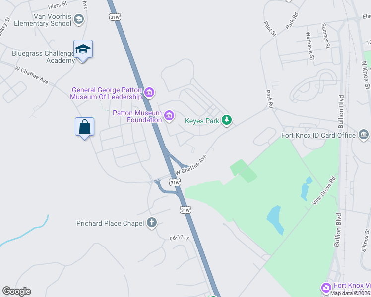 map of restaurants, bars, coffee shops, grocery stores, and more near 281 Fayette Avenue in Fort Knox