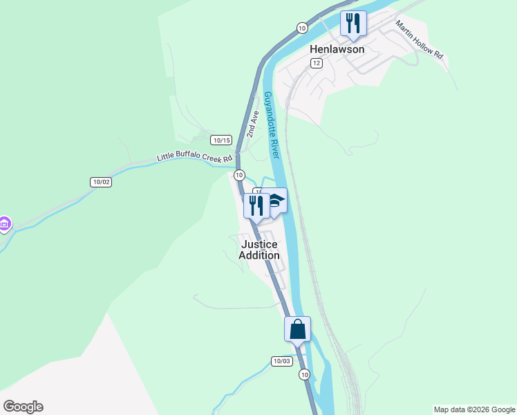 map of restaurants, bars, coffee shops, grocery stores, and more near 32 Justice Ave in Logan