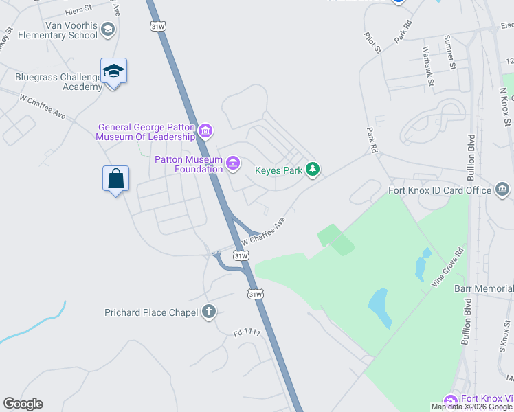 map of restaurants, bars, coffee shops, grocery stores, and more near 281 Fayette Avenue in Fort Knox