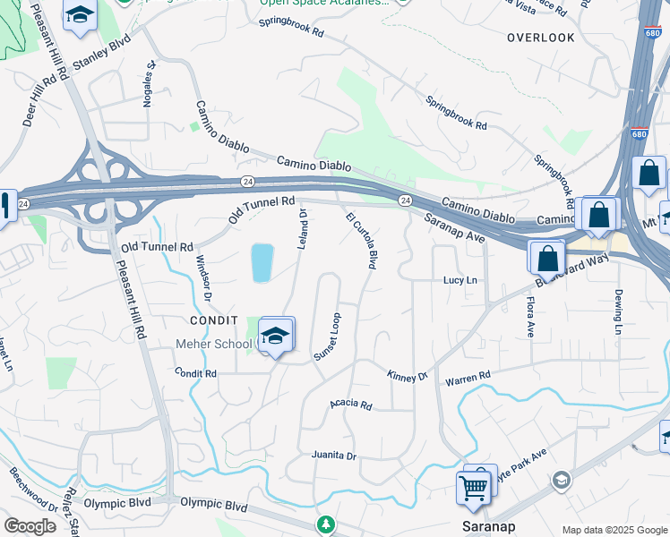 map of restaurants, bars, coffee shops, grocery stores, and more near 1362 Sunset Loop in Lafayette