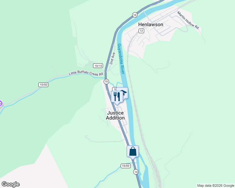 map of restaurants, bars, coffee shops, grocery stores, and more near 32 Justice Avenue in Logan