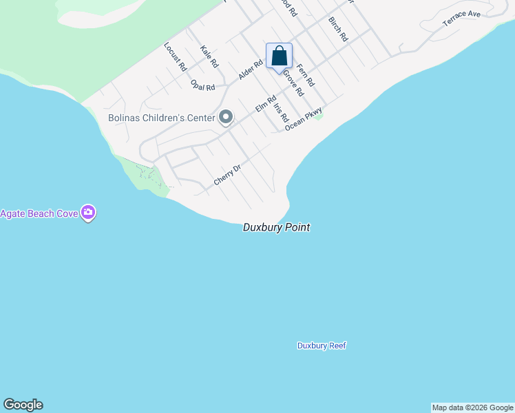 map of restaurants, bars, coffee shops, grocery stores, and more near 20 Oak Road in Bolinas