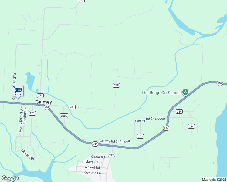 map of restaurants, bars, coffee shops, grocery stores, and more near County Road 238 in Hermitage