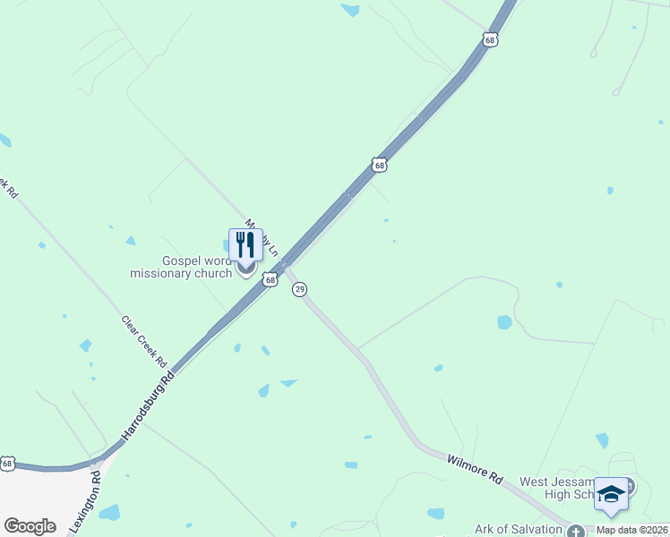 map of restaurants, bars, coffee shops, grocery stores, and more near 351 Sunset Lane in Nicholasville