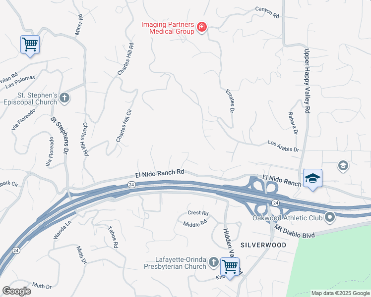 map of restaurants, bars, coffee shops, grocery stores, and more near 1061 Lizann Drive in Lafayette