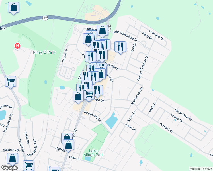 map of restaurants, bars, coffee shops, grocery stores, and more near in Jessamine County