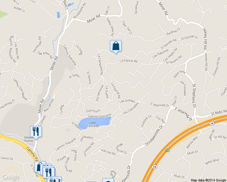 map of restaurants, bars, coffee shops, grocery stores, and more near 2 La Vuelta in Orinda