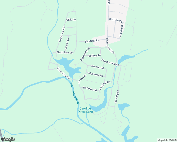 map of restaurants, bars, coffee shops, grocery stores, and more near 26541 North Anna Drive in Ruther Glen