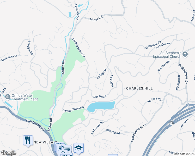 map of restaurants, bars, coffee shops, grocery stores, and more near 4 El Sereno in Orinda