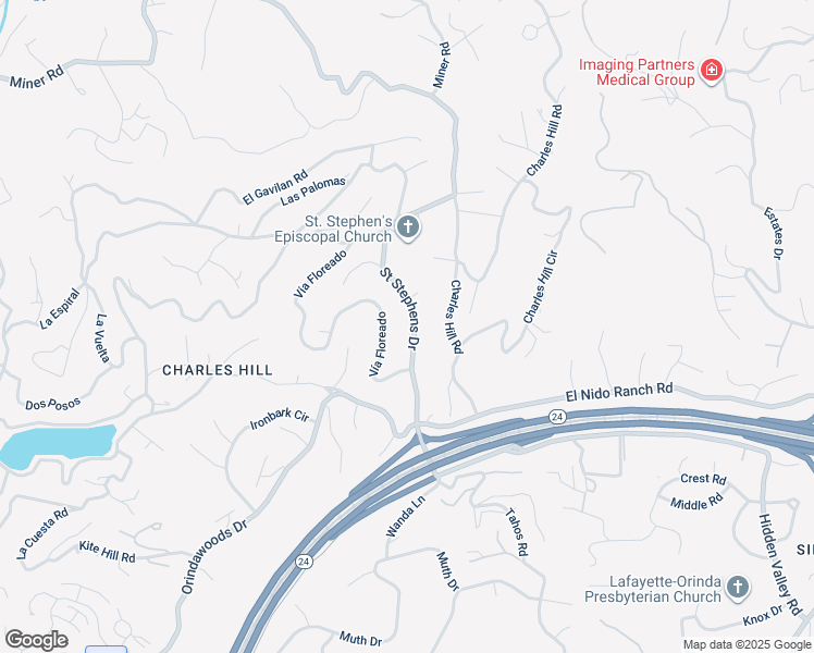 map of restaurants, bars, coffee shops, grocery stores, and more near 35 Saint Stephens Drive in Orinda