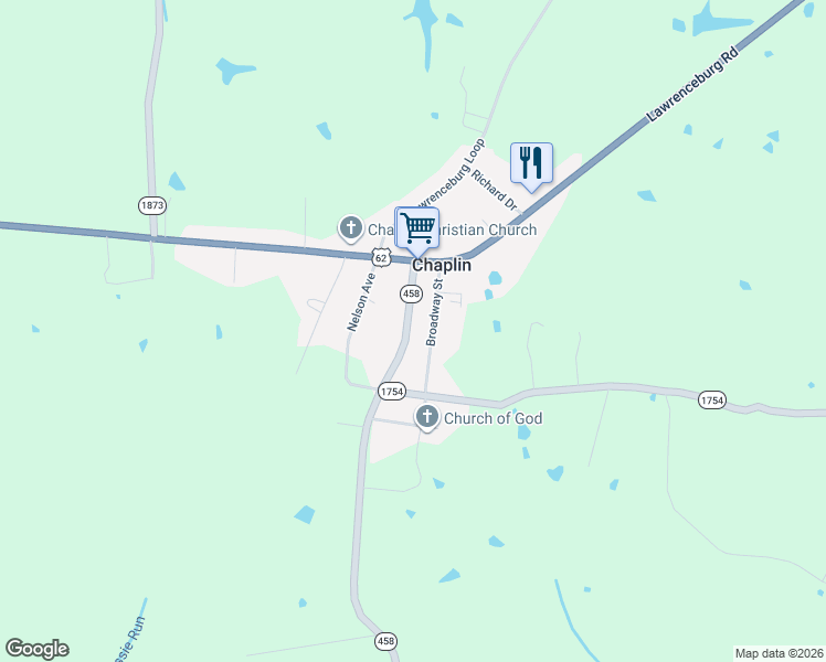 map of restaurants, bars, coffee shops, grocery stores, and more near 61-299 Old Tunnell Mill Road in Chaplin