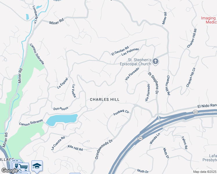 map of restaurants, bars, coffee shops, grocery stores, and more near 122 La Espiral in Orinda