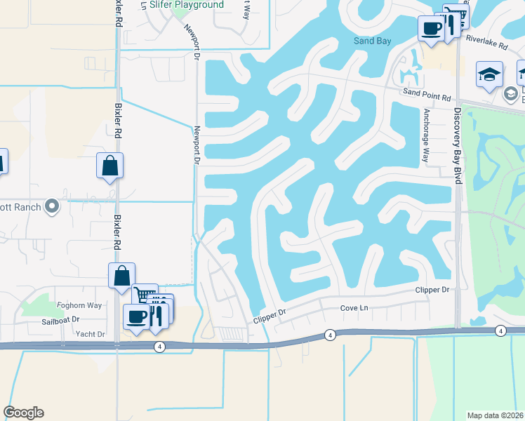 map of restaurants, bars, coffee shops, grocery stores, and more near 1963 Windward Point in Discovery Bay