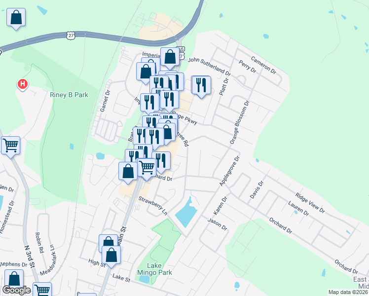 map of restaurants, bars, coffee shops, grocery stores, and more near in Jessamine County