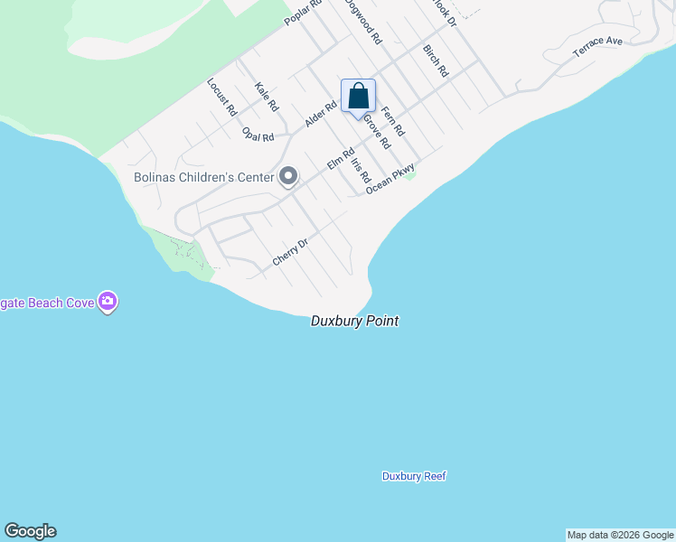 map of restaurants, bars, coffee shops, grocery stores, and more near 15 Maple Road in Bolinas