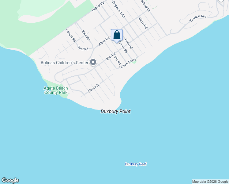 map of restaurants, bars, coffee shops, grocery stores, and more near 15 Maple Road in Bolinas