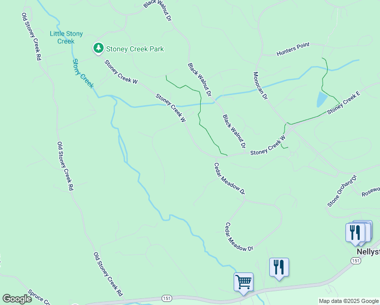 map of restaurants, bars, coffee shops, grocery stores, and more near 950 Stoney Creek West in Nellysford