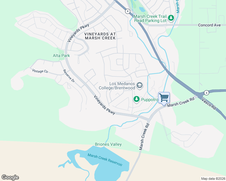 map of restaurants, bars, coffee shops, grocery stores, and more near 2028 Tempranillo Lane in Brentwood