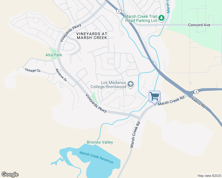 map of restaurants, bars, coffee shops, grocery stores, and more near 2062 Reserva Court in Brentwood