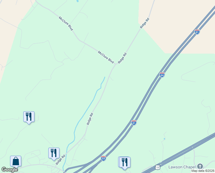 map of restaurants, bars, coffee shops, grocery stores, and more near Ridge Road in Fairfield
