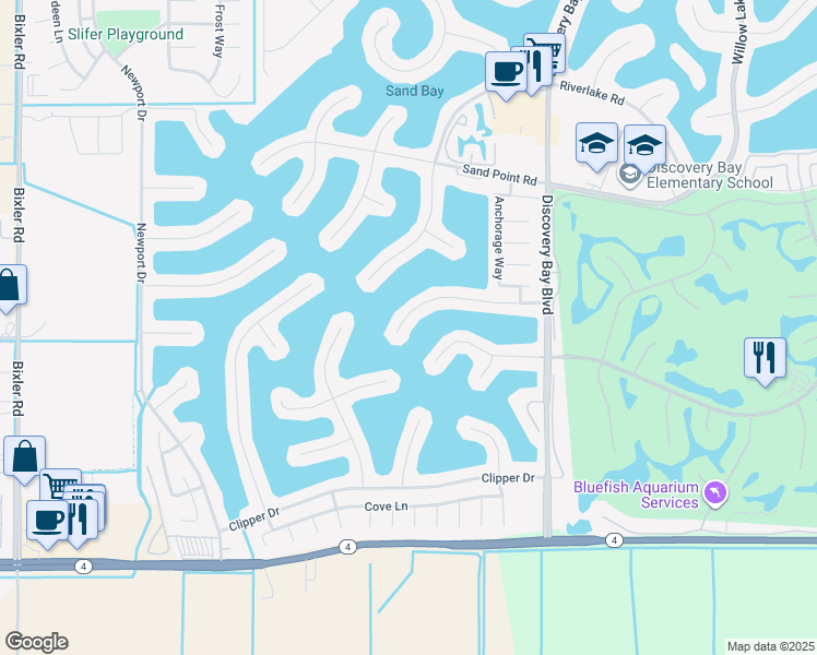 map of restaurants, bars, coffee shops, grocery stores, and more near 1984 Seal Way in Discovery Bay