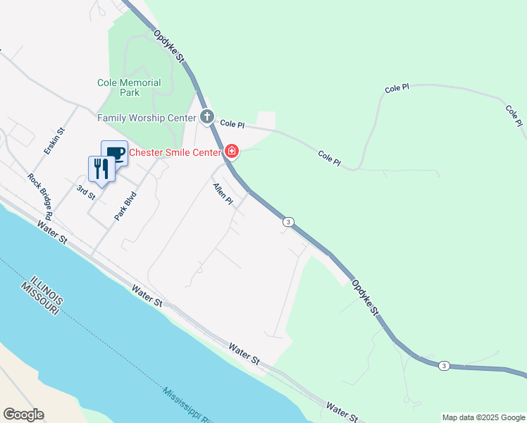 map of restaurants, bars, coffee shops, grocery stores, and more near 1224 Opdyke Street in Chester