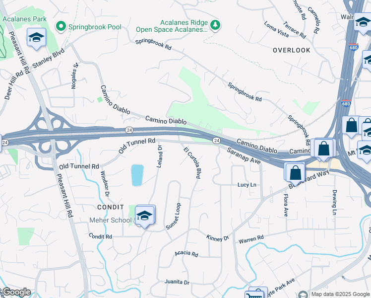 map of restaurants, bars, coffee shops, grocery stores, and more near 2 Gladys Court in Lafayette
