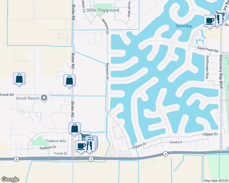 map of restaurants, bars, coffee shops, grocery stores, and more near 4102 Beacon Place in Discovery Bay