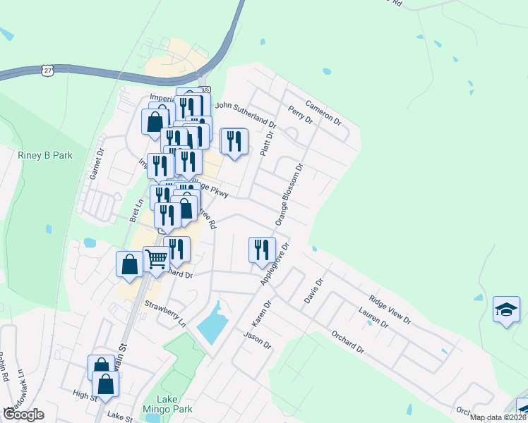 map of restaurants, bars, coffee shops, grocery stores, and more near 120 Millhouse Drive in Nicholasville