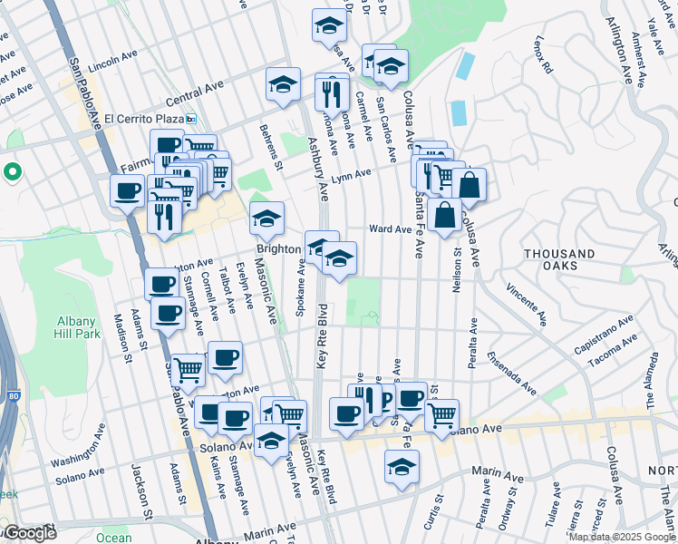 map of restaurants, bars, coffee shops, grocery stores, and more near 536 Pomona Avenue in Albany