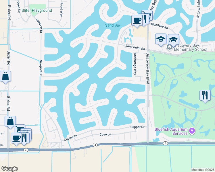 map of restaurants, bars, coffee shops, grocery stores, and more near 1993 Seal Way in Discovery Bay