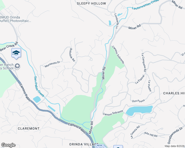 map of restaurants, bars, coffee shops, grocery stores, and more near 15 Santa Lucia Road in Orinda