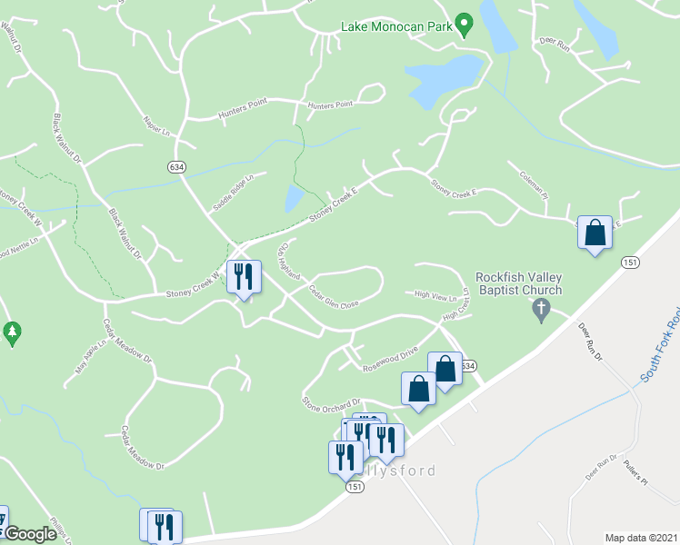map of restaurants, bars, coffee shops, grocery stores, and more near Cedar Glen Close in Nelson