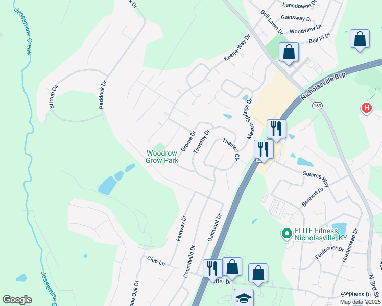 map of restaurants, bars, coffee shops, grocery stores, and more near 216 Timothy Drive in Nicholasville