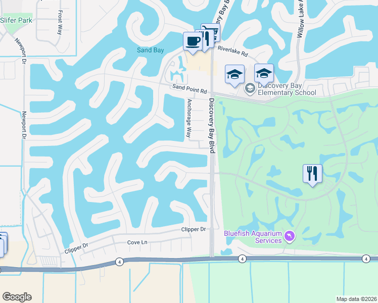 map of restaurants, bars, coffee shops, grocery stores, and more near 1764 Seal Way in Discovery Bay