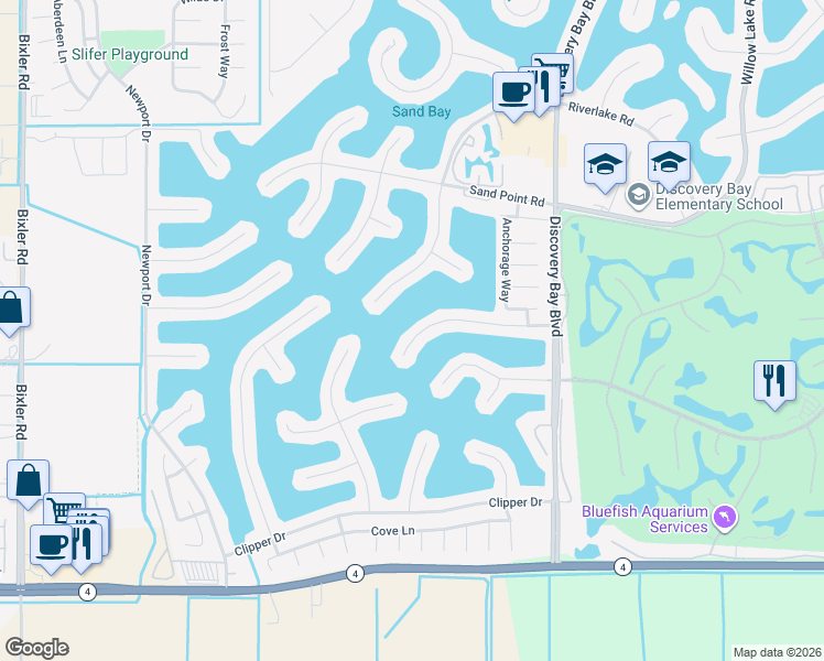 map of restaurants, bars, coffee shops, grocery stores, and more near 1963 Seal Way in Discovery Bay