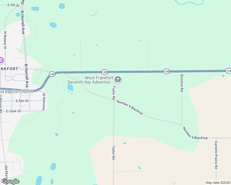 map of restaurants, bars, coffee shops, grocery stores, and more near 2336-2498 Taylor Road in West Frankfort