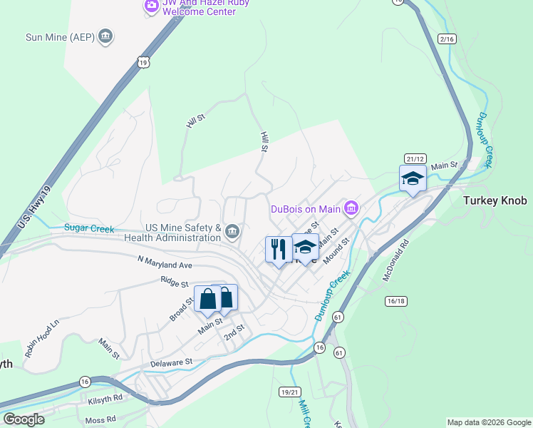 map of restaurants, bars, coffee shops, grocery stores, and more near 179 North Mountain Avenue in Mount Hope