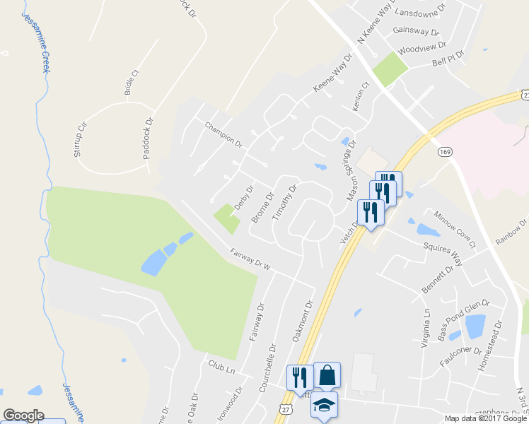 map of restaurants, bars, coffee shops, grocery stores, and more near 137 Brome Drive in Nicholasville