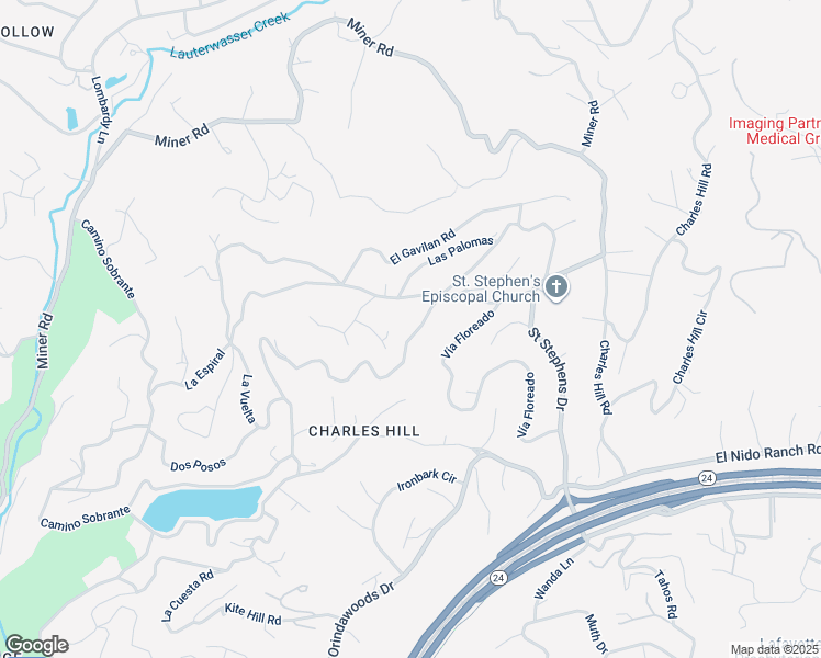 map of restaurants, bars, coffee shops, grocery stores, and more near 151 La Espiral in Orinda