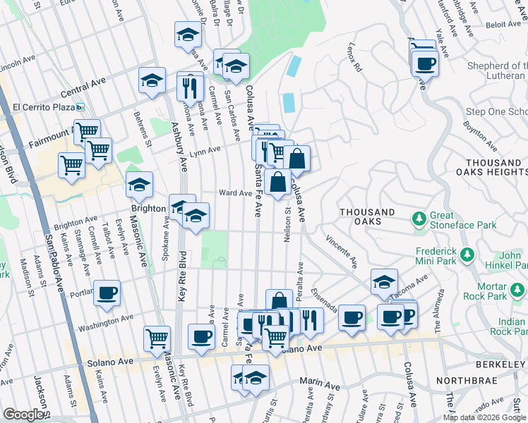 map of restaurants, bars, coffee shops, grocery stores, and more near 518 Curtis Street in Albany