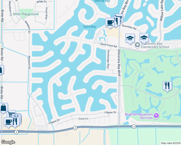 map of restaurants, bars, coffee shops, grocery stores, and more near 1963 Seal Way in Discovery Bay