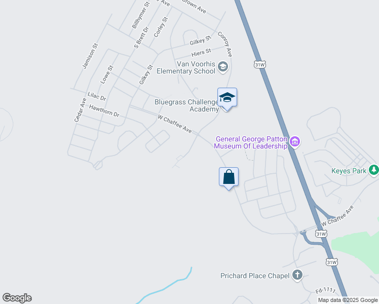 map of restaurants, bars, coffee shops, grocery stores, and more near 609 West Chaffee Avenue in Fort Knox