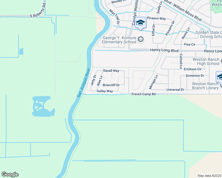 map of restaurants, bars, coffee shops, grocery stores, and more near 2515 Galley Way in Stockton