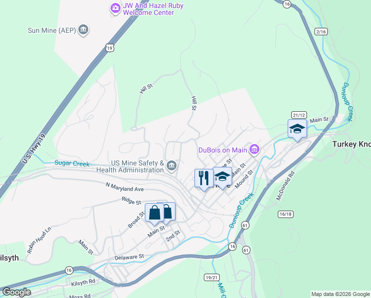 map of restaurants, bars, coffee shops, grocery stores, and more near 179 North Mountain Avenue in Mount Hope